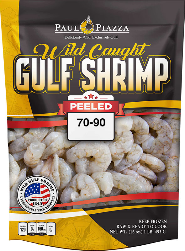 Wild Caught Gulf Shrimp Peeled Packaging