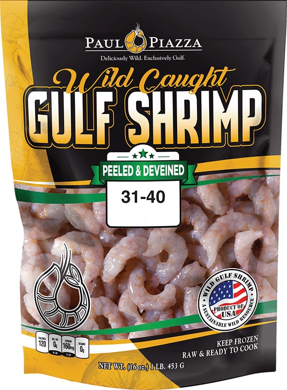 Wild Caught Gulf Shrimp <span>Peeled & Deveined</span> Tail-Off Packaging