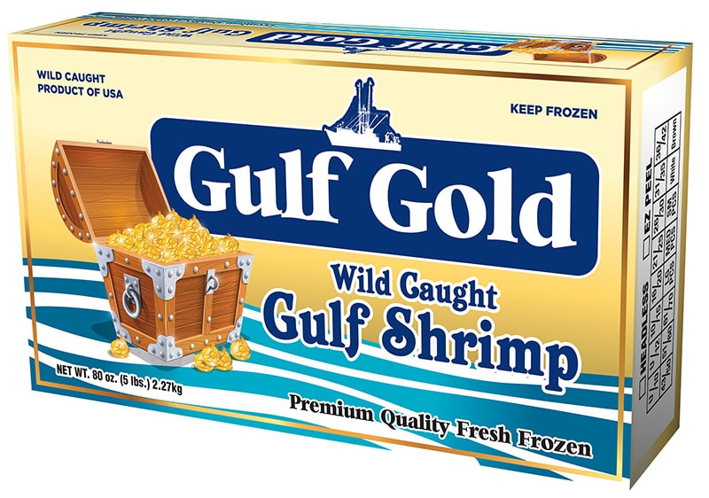 Gulf Gold Wild Caught Gulf Shrimp Packaging