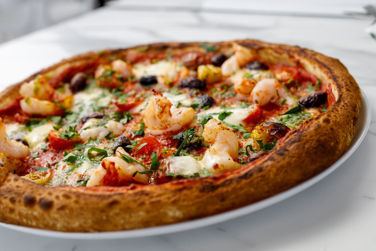 Mediterranean White Shrimp Pizza - Paul Piazza Shrimp